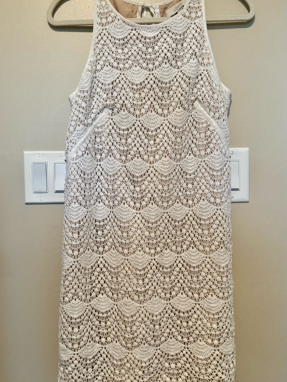 LOFT Cream Crochet Midi Dress
